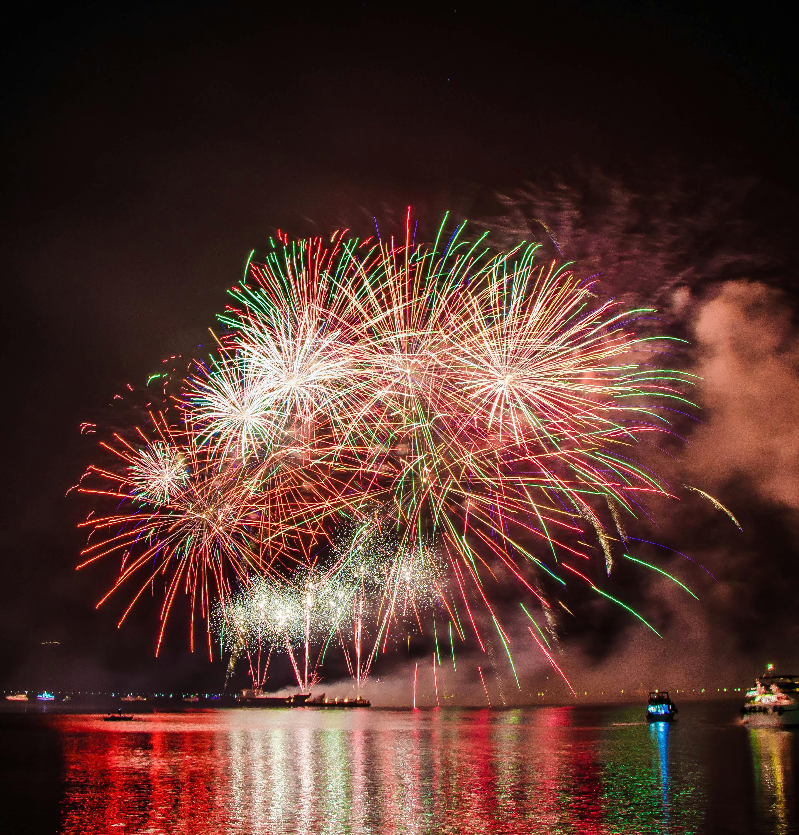 Fireworks over Caribbean waters